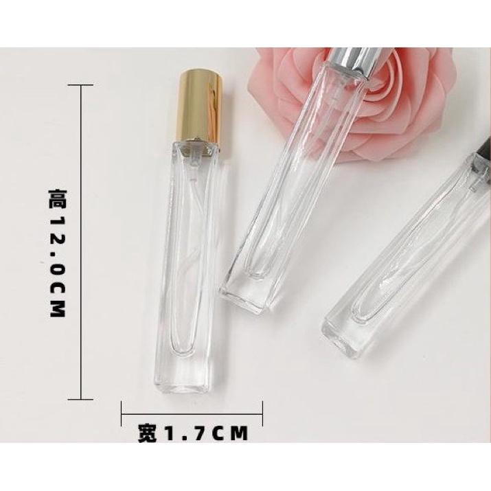 Lọ Chiết Nước Hoa Trụ Vuông Dài 10ml Chai Lọ Chiết Nước Hoa Thủy Tinh Đựng Dầu Thơm Tiện Dụng