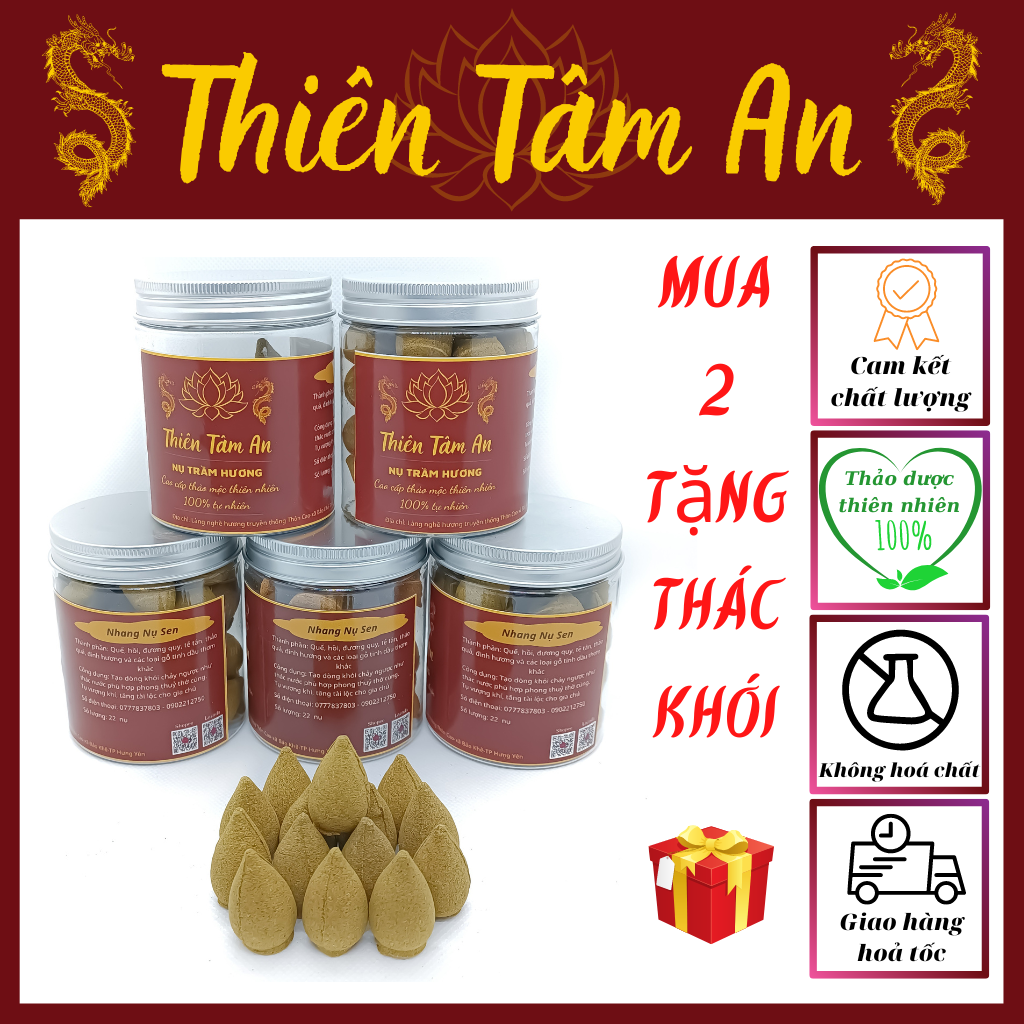 Trầm Hương - TRẦM NỤ SEN khói ngược, hương quế cao cấp tự nhiên 100