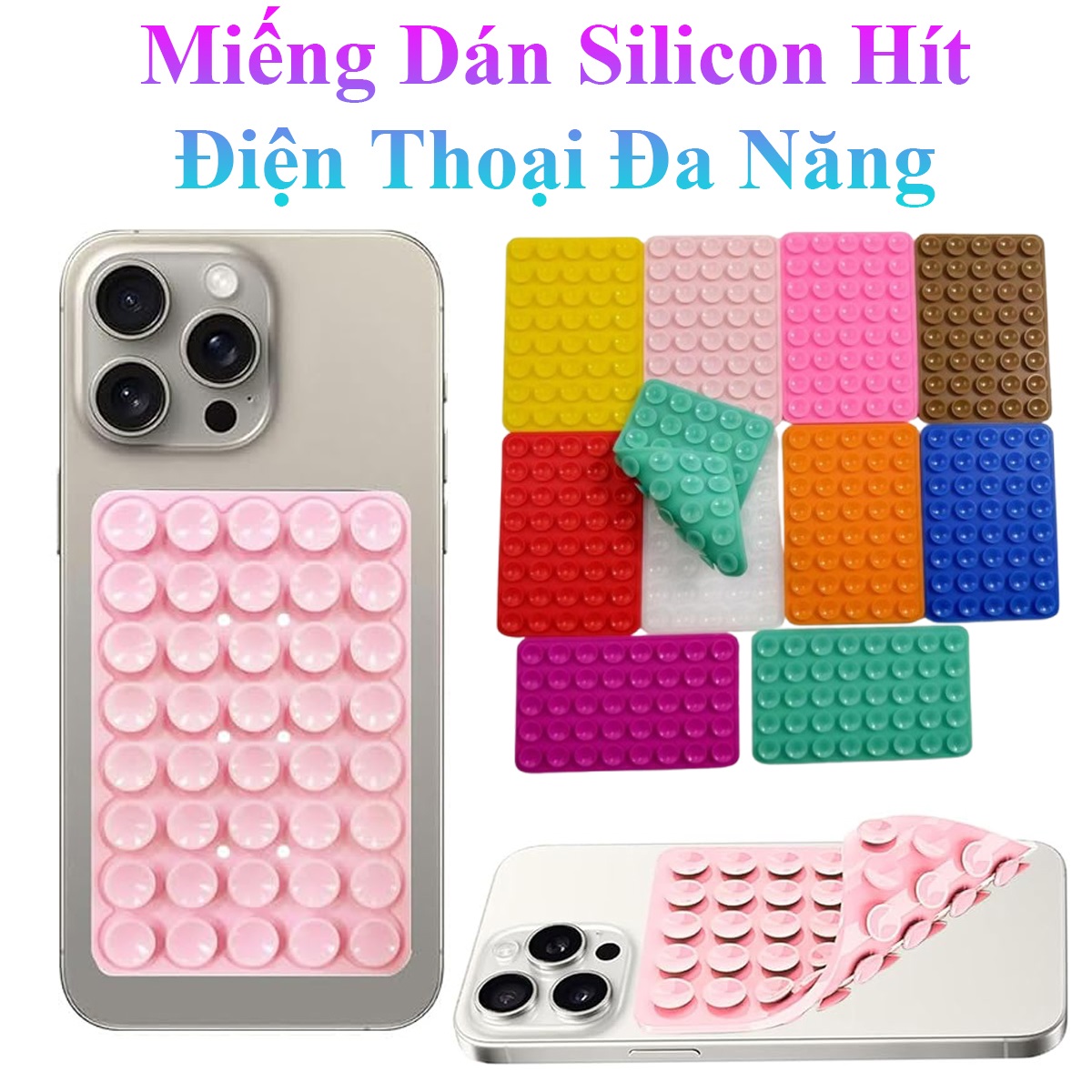 Miếng Dán Silicon Hít Điện Thoại 40 Giác Hút, Đế Hít Chân Không Đa Năng Gắn Tường, Gương, Kính Hỗ Trợ Quay Phim Chụp Ảnh