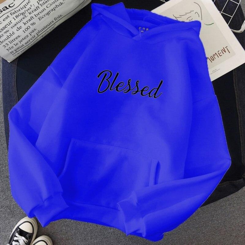 Blessed Hoodies Casual Unisex Women Pullovers Spring Autumn Graphic Cotton Hooded Sweatshirt