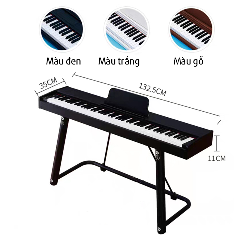 Đàn Piano Điện Tử Gỗ 88 Phím Tiêu Chuẩn Có Kèm Pedal Âm Thanh Chân Thực Có Kết Nối Cổng USB MIDI