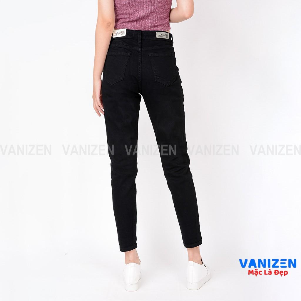 Quần jean nữ ống rộng baggy đẹp lưng cao cạp bán chun đen trắng trơn hàng cao cấp mã 458 VANIZEN