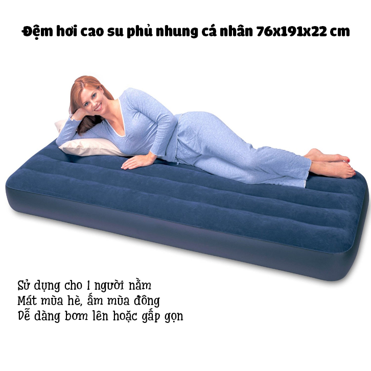 Đệm hơi cao su phủ nhung kèm bơm điện 68758