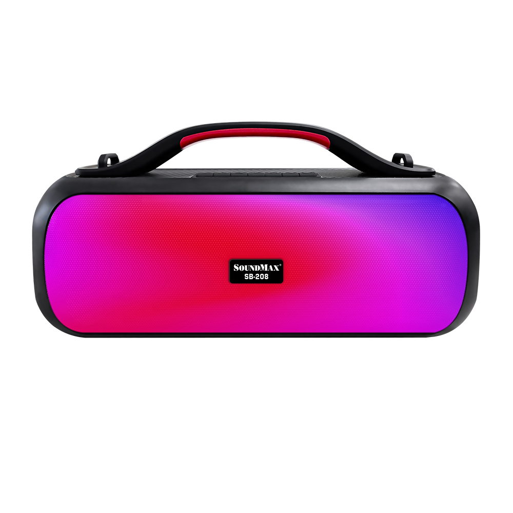 Loa di động bluetooth SoundMax SB-208 | Portable Bluetooth Speaker SoundMax SB208 | LED RGB, Hỗ trợ USB AUX, Thời lượng pin 5 giờ, Công suất 30W - Hàng Chính Hãng