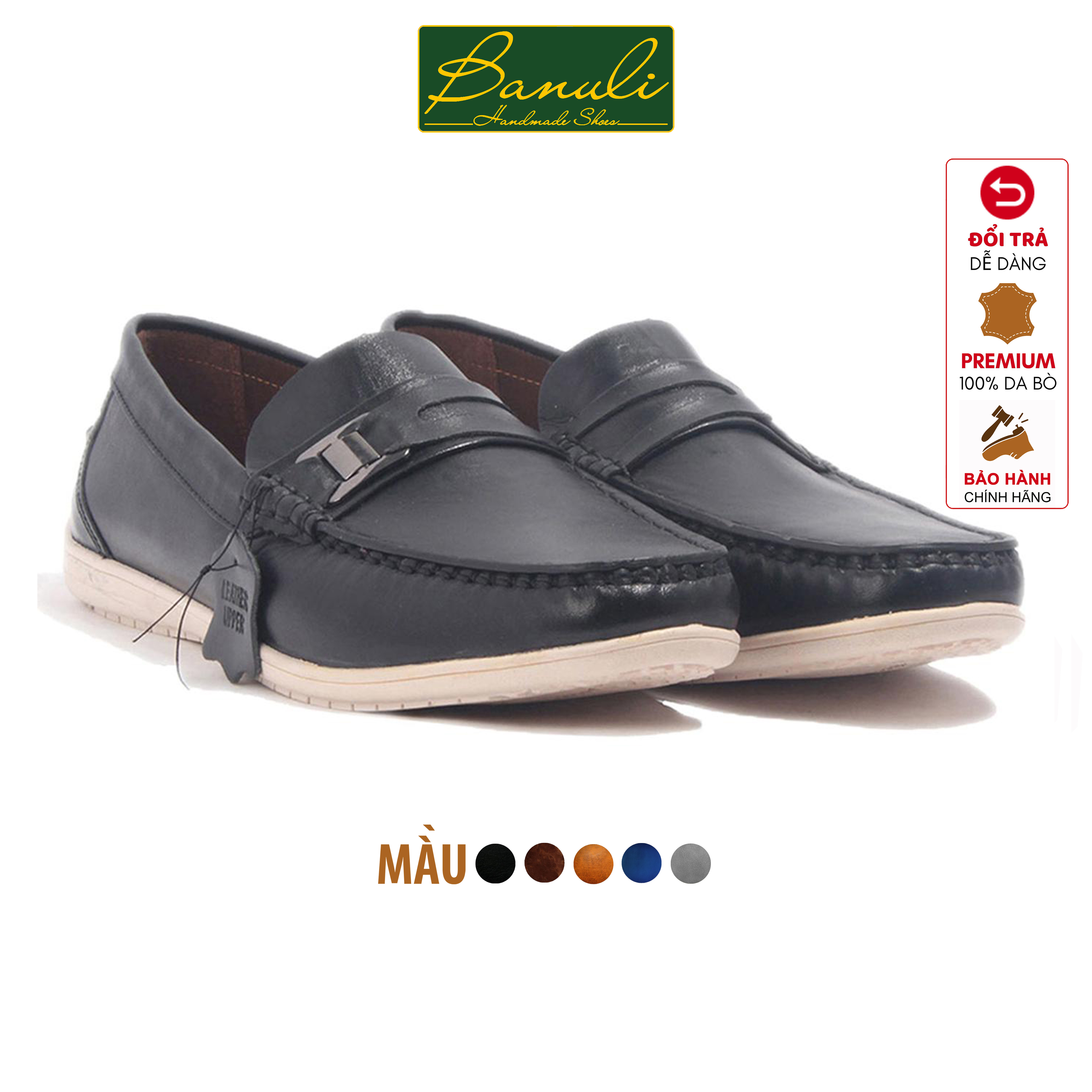 Giày Lười Nam Banuli Casual Slip-On Shoes Nappa Cow Leather C5DL3 (Da Bò Nappa Mềm Dẻo, Đế Siêu Nhẹ, Chống Trượt, Bảo Hành Trọn Đời)
