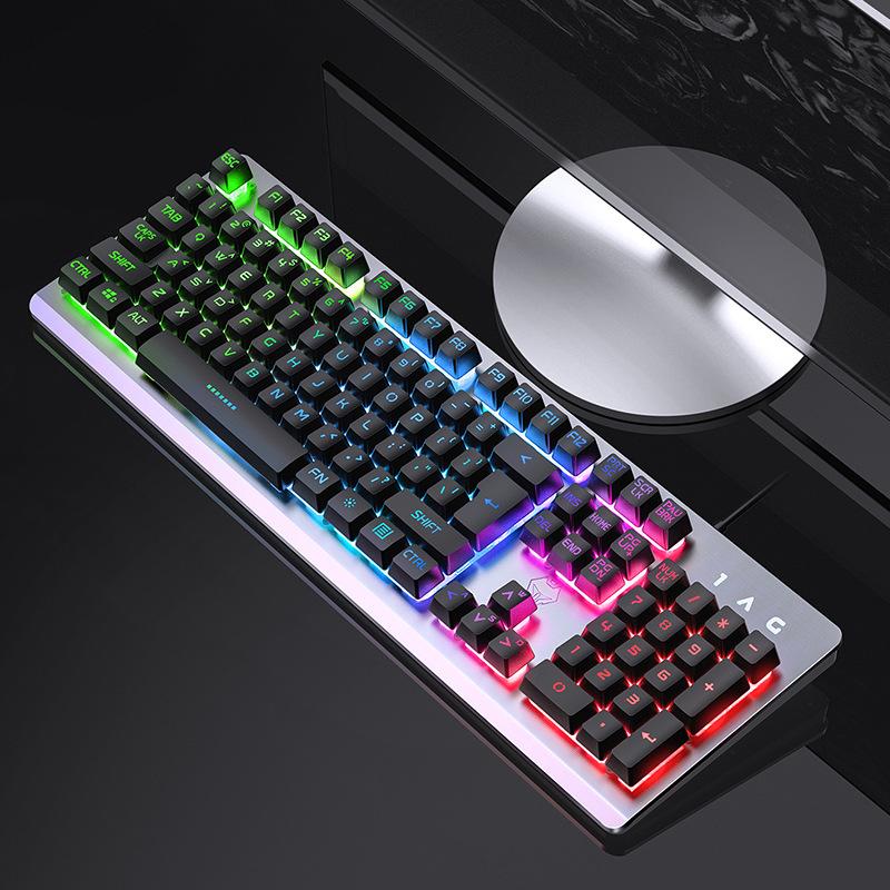 Bàn Phím Cảm Giác Cơ Học 104 Phím Có Dây USB Điều Khiển Giọng Nói RGB Màu Sắc Rực Rỡ Nền Kim Loại Bảng Điều Khiển Bàn Phím Cho Máy Tính Laptop Game Thủ