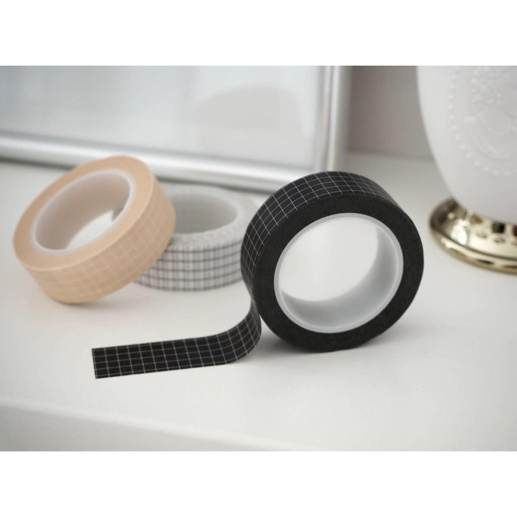 Cuộn Washi Tape Grid Màu - Băng Dính kẻ ô dài 10 mét