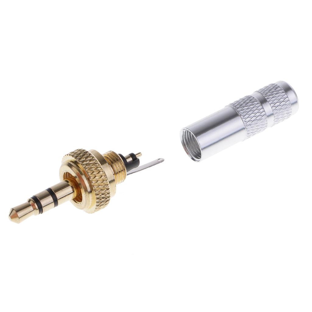 3.5mm Screw Lock Stereo Jack Male Plug Metal Audio Solder Adapter