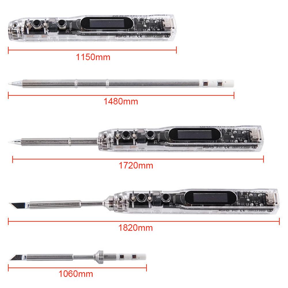 Intelligent Electric Soldering Iron Portable Soldering Pen 0.91inch OLED Display PC Housing High Precise Temperature Control with 0-450℃ Temperature Adjustment Function