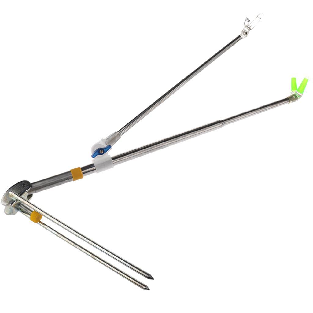 Stainless Steel Fishing Rod Stand Bracket Fishing Rod Ground Holder Telescopic Rod Stand Support Holder Ground Insert Equipped with ABS Anti-skid Sleeve