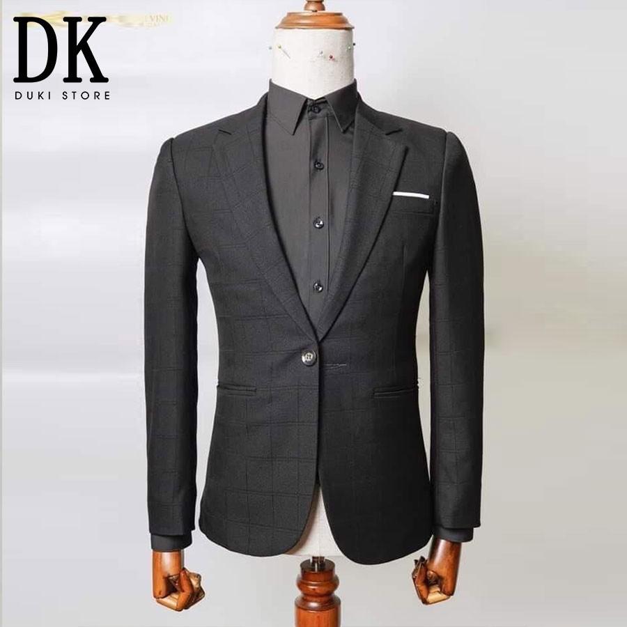 Bộ vest nam đen kẻ caro chìm siêu đẹp - DUKI STORE