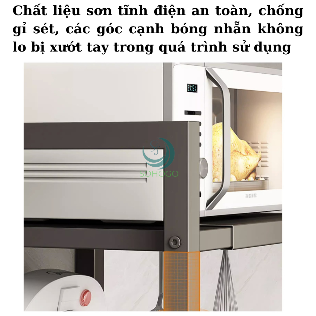 Kệ lò vi sóng 2 tầng thông minh chịu lực lên đến 100kg- có thể co giãn tới 60 cm