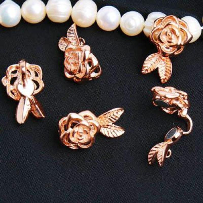 5pcs Rose Flower Magnetic Clasps Hooks Connectors Jewelry Findings Rose Gold