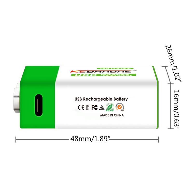 12800mAh Type-C USB 9 Volt Pin sạc li-ion 6F22 9V Li ion Lithium cho đồ chơi mô hình máy bay trực thăng RC Điện áp danh định: 9V