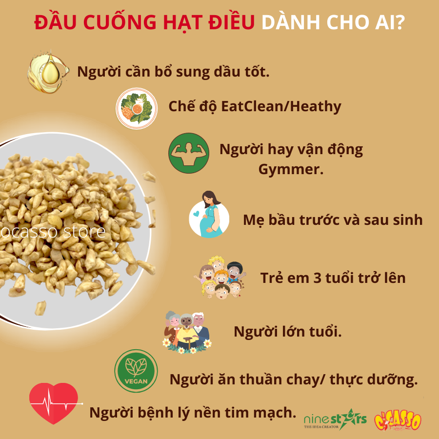 Hạt điều tươi làm sữa_ Đầu cuống hạt điều _ phần dinh dưỡng nhất của hạt điều _ Thương hiệu O'Casso Hộp 250g