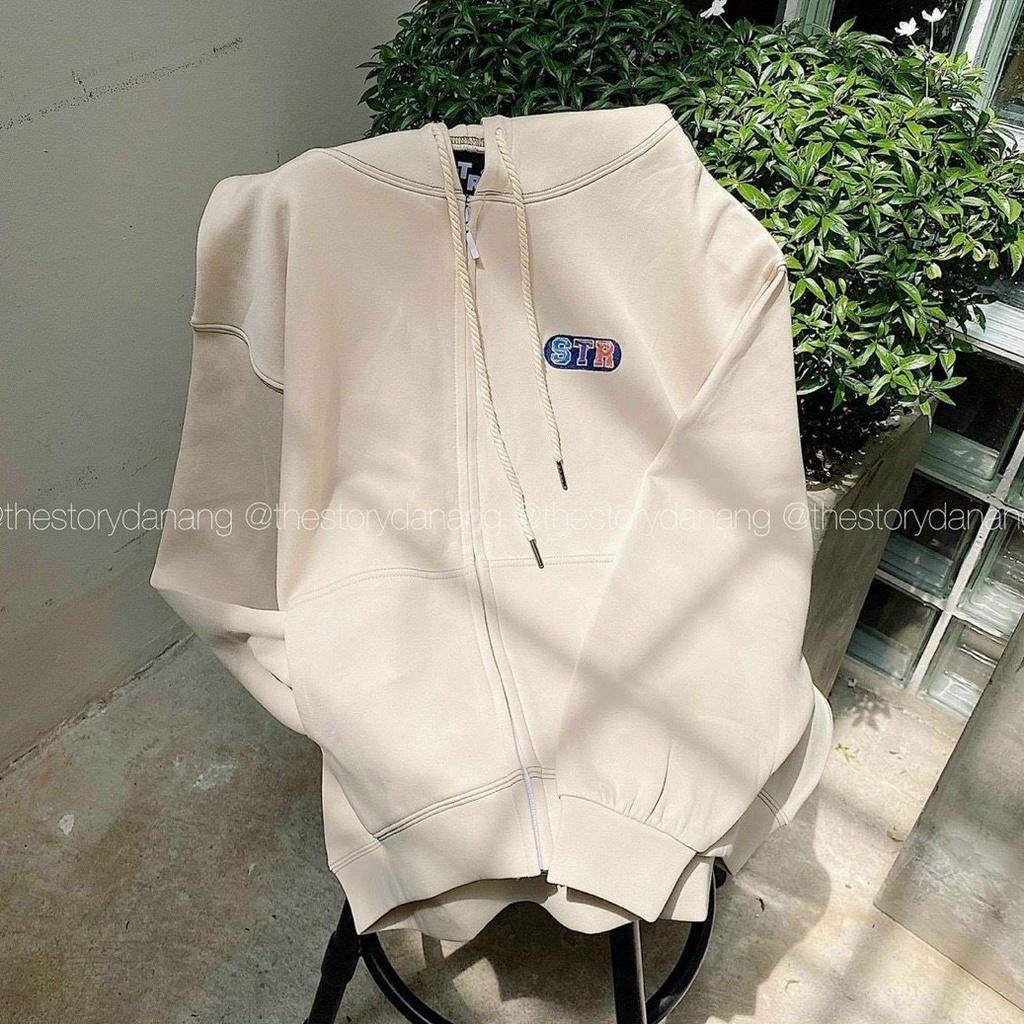 Áo Khoác Hoodie Kiểu Zip Kéo Logo Thêu Chữ STR Có Nón Rộng Chất thun Nỉ Mềm Thời Trang Hot Trend Mới