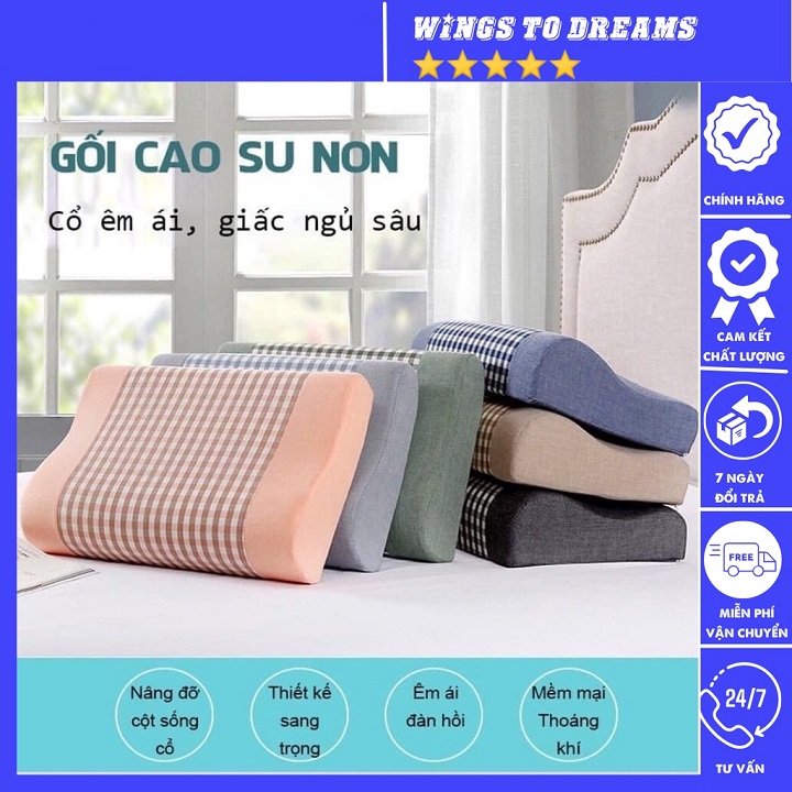 Gối cao su non đàn hồi 30*50*9 cm kẻ sọc sang trọng hiện đại có kèm vỏ