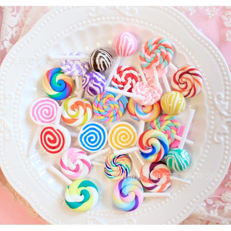 Chuyên Charm * Túi combo 30 charm kẹo mút cầu vồng các loại cho các bạn trang tri vỏ ốp điện thoại, DIY