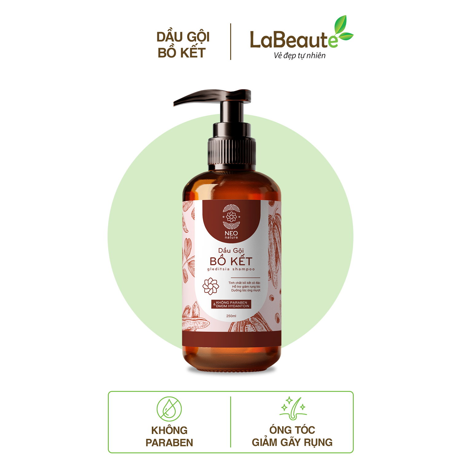 DẦU GỘI BỒ KẾT NEO NATURE GIẢM GÃY RỤNG, DƯỠNG TÓC ÓNG MƯỢT 250ML