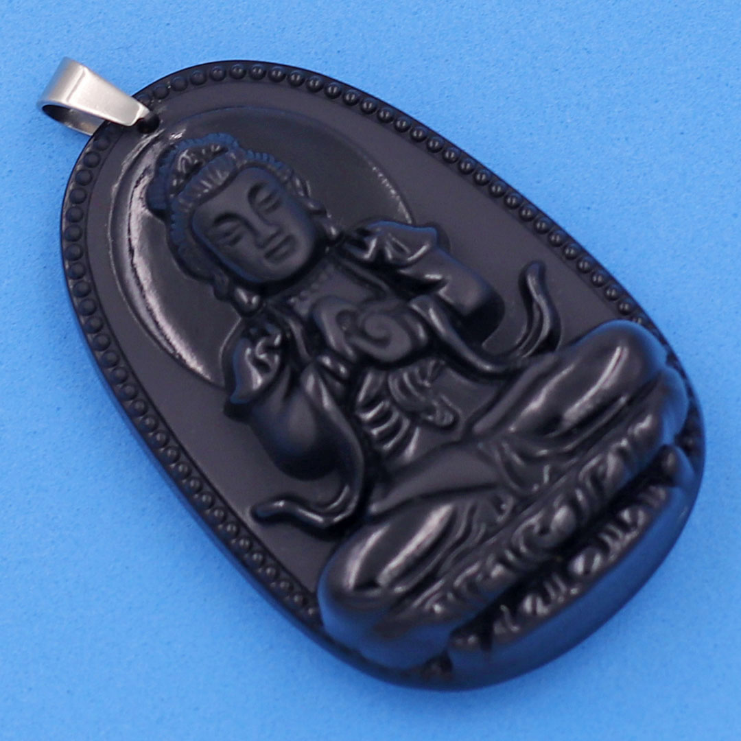 Mặt Phật - Đại nhật như lai - thạch anh đen 6cm MTES5 - tuổi Mùi và tuổi Thân