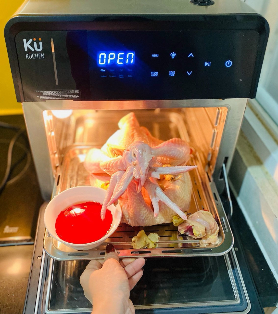 Nồi Chiên Không Dầu Kết Hợp Nồi Hấp - KUCHEN ĐỨC -  KU PCL2228 - 15 Lít - Hàng chính hãng.
