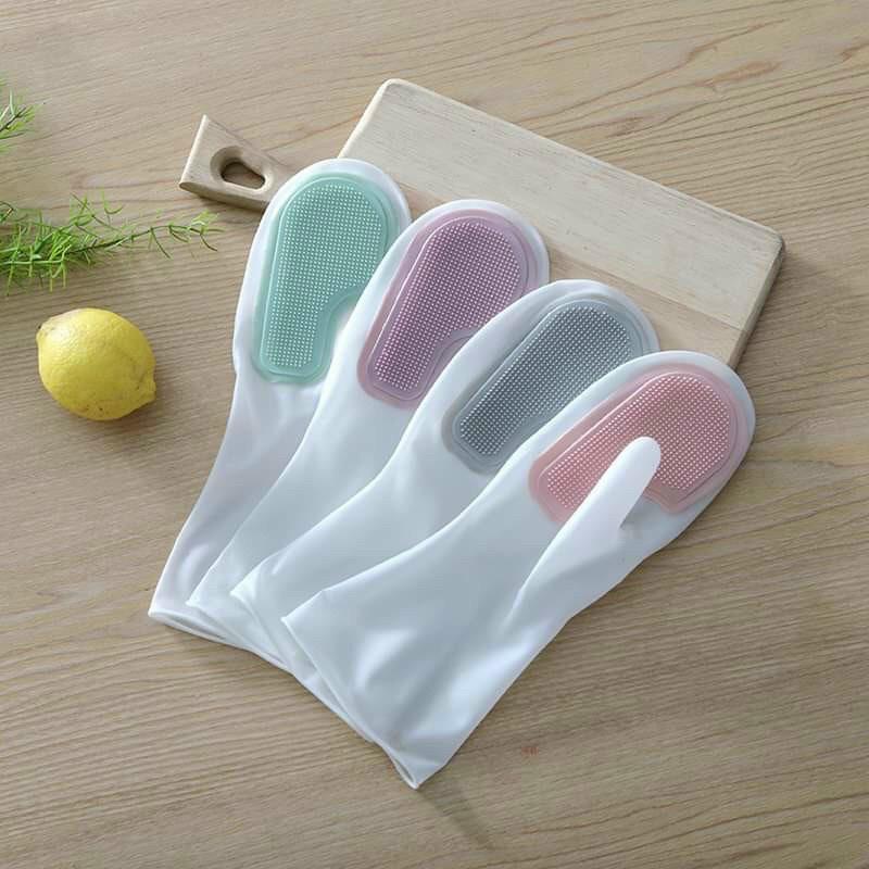 Găng Tay Rửa Chén Silicon Tạo Bọt - Không Hại Da Tay