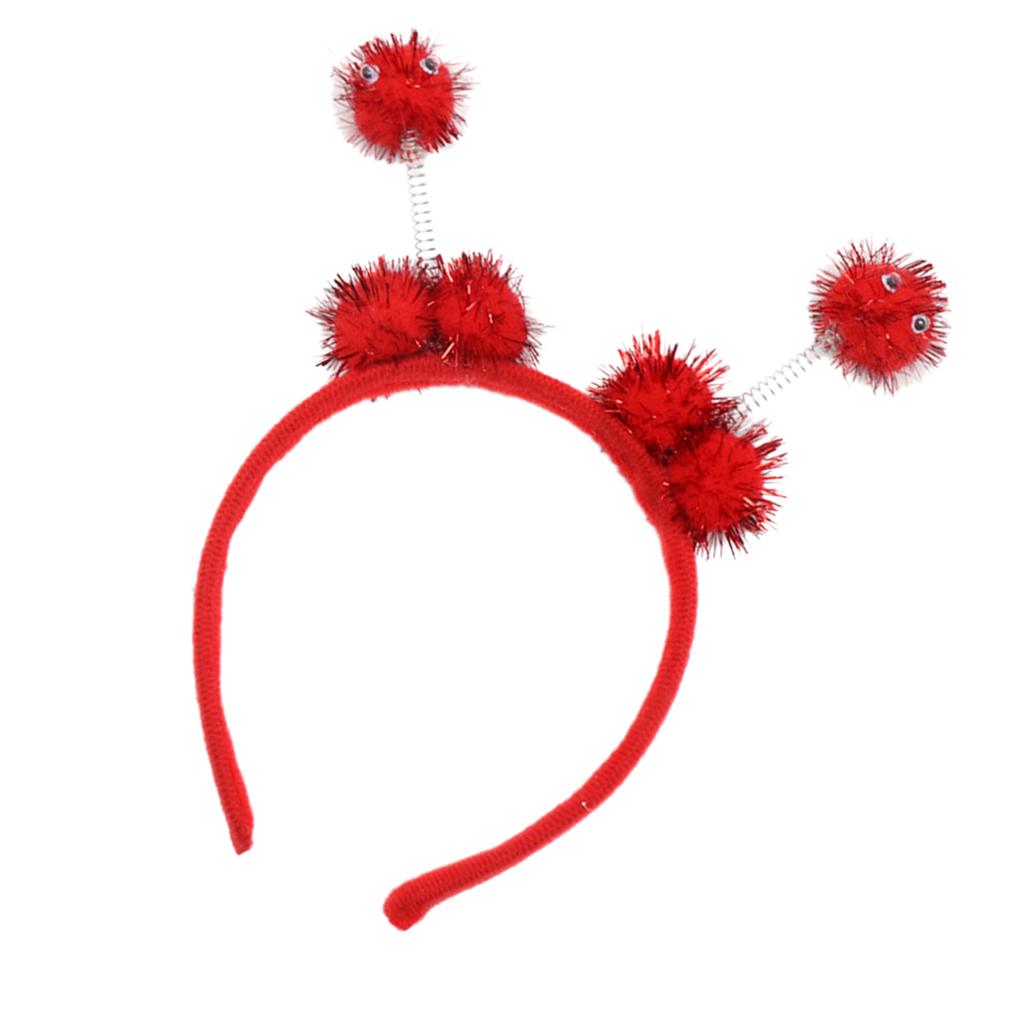 Kid Bee Pom Ball Headband Cosplay Costume Halloween Headwear Red