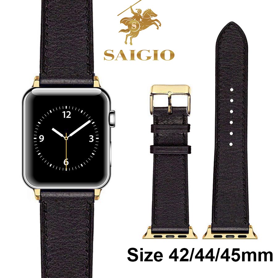Dây Apple Watch 49mm 45mm 44mm 42mm, Chất Liệu Da Bò Cao Cấp, Dây Đeo Phong Cách Cổ Điển, Tương Thích Các Phiên Bản Series Ultra2/Ultra/SE2/SE/9/8/7/6/5/4/3/2/1 - Đen