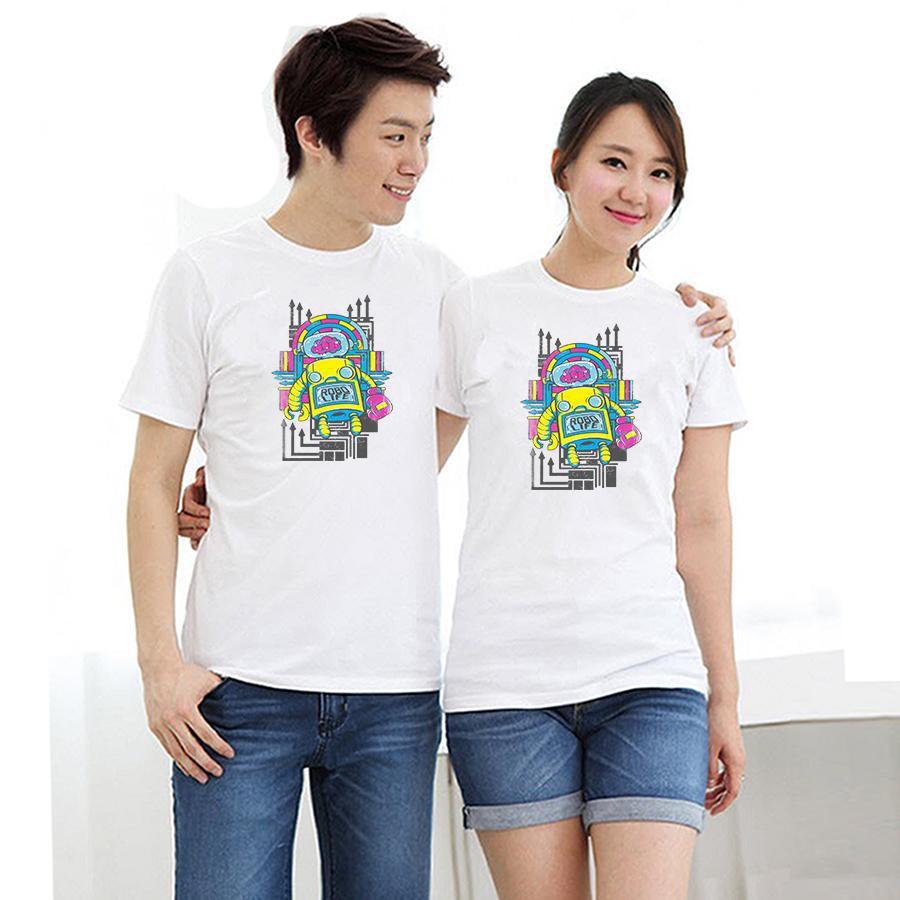 Áo thun cặp đôi in hình ROBO LIFE form rộng phong cách hàn quốc