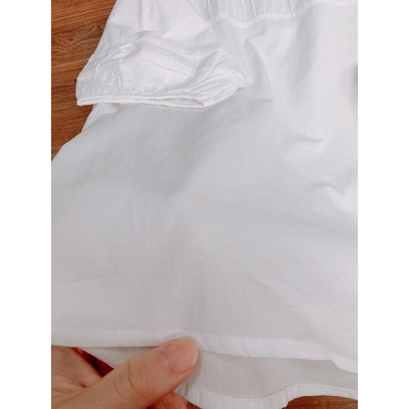 Áo babydoll xếp ly - áo sơ mi trắng cộc tay