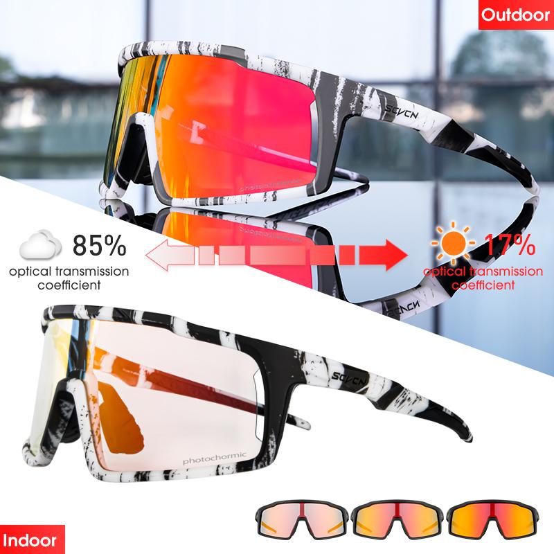 Đỏ Kính Photochromic Xe Đạp Kính Xanh Thể Thao Kính Mát Nam MTB Xe Đạp Đường Trường Kính Mắt Nữ Kính Đi Xe Đạp Đua Xe Color: 02