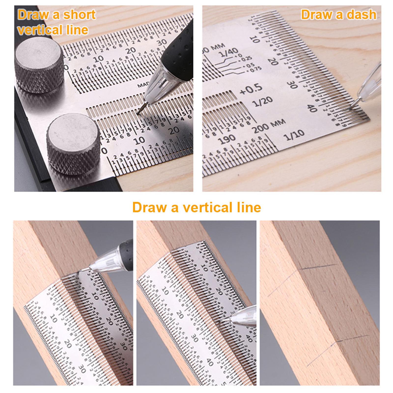 T Type Hole Scale Ruler Woodworking Scribing Mark Line Gauge Carpenter