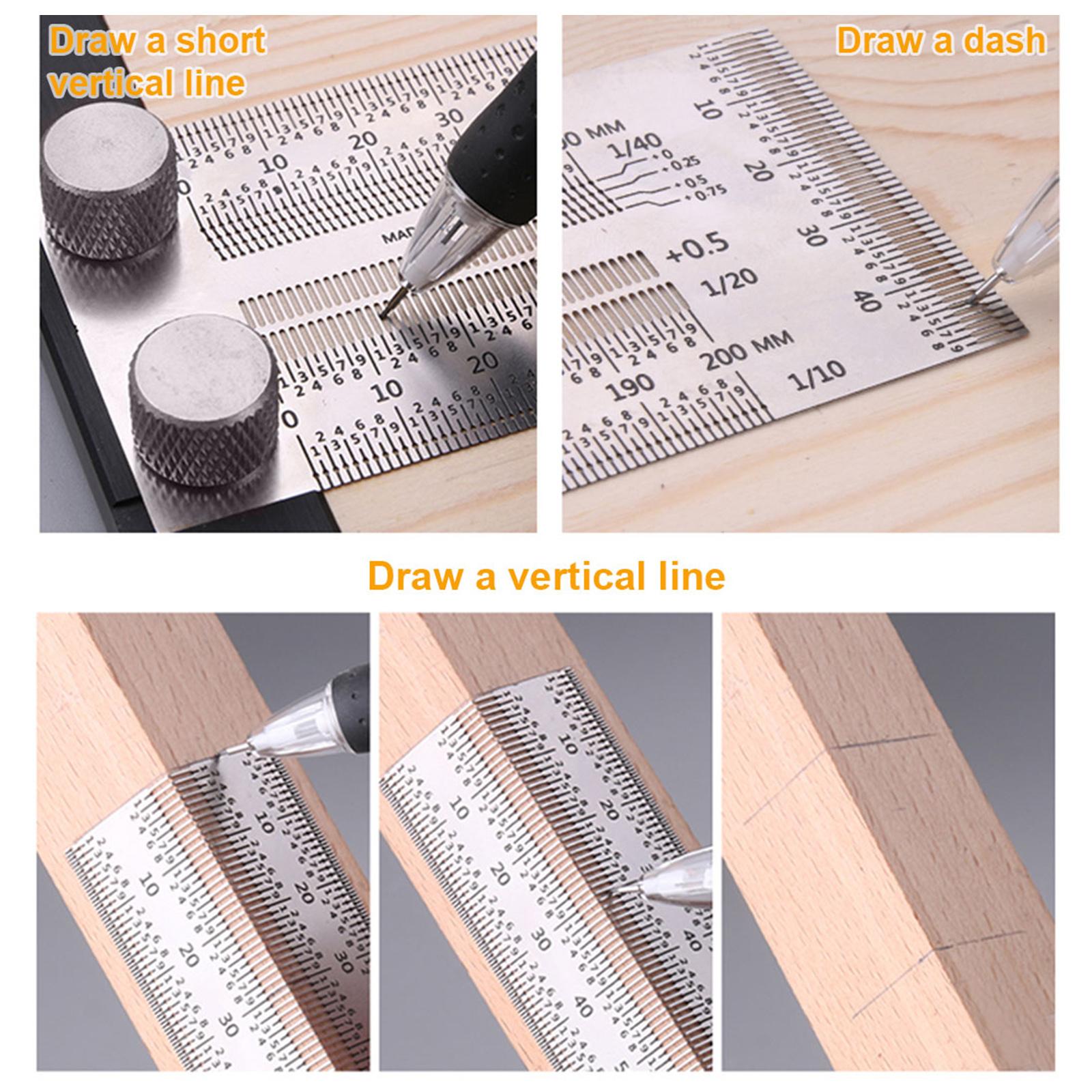 High-precision T Square Ruler for Woodworking Marking Stainless Steel Scribing Line Rule Carpenter Gauge Square Gauging Measuring Tool