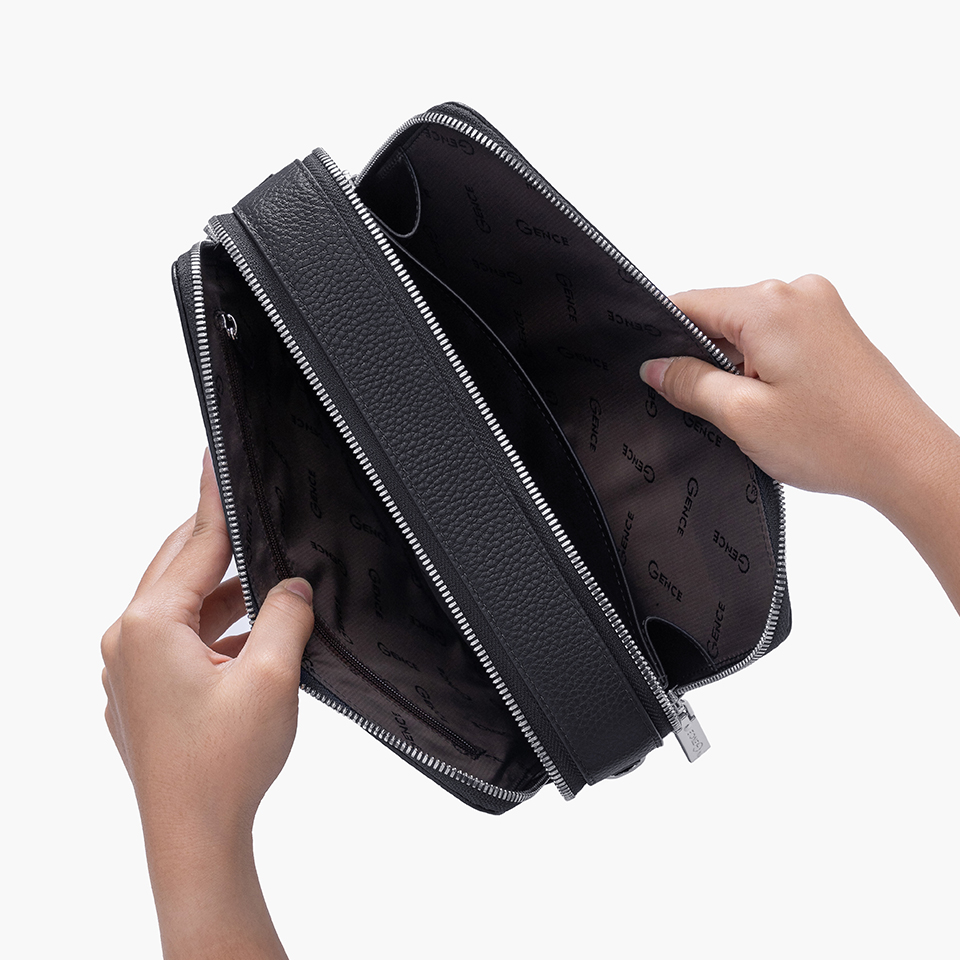 Túi Nam Đeo Chéo Cầm Tay GENCE TC05 Chất Liệu Da Bò Cao Cấp Màu Đen