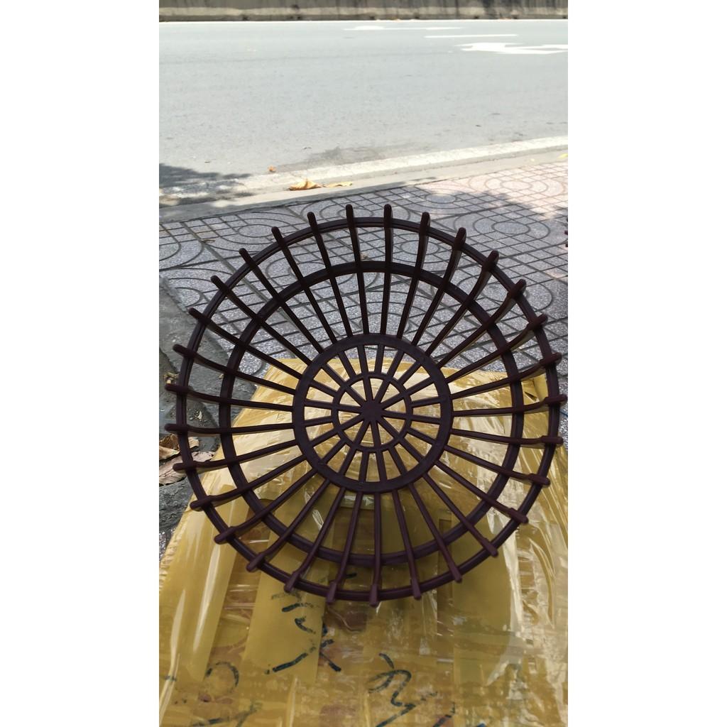 Combo 5 chậu bí nhựa màu nâu đường kính 26cm kèm 5 túi lưới