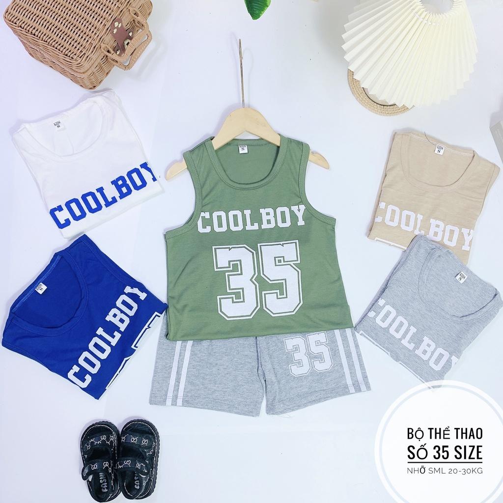 Đồ bộ thể thao sát nách bé trai hình số 35 Coolboy chất cotton 2 chiều giá rẻ cho bé 20-30kg