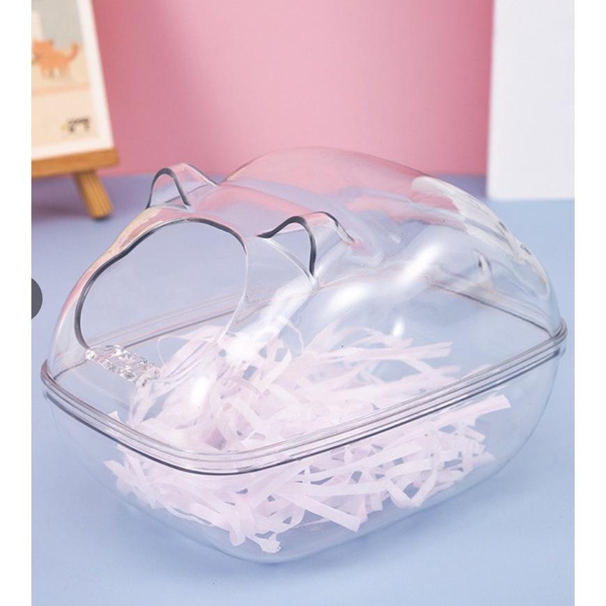 Toilet cho hamster trong suốt kèm xẻng