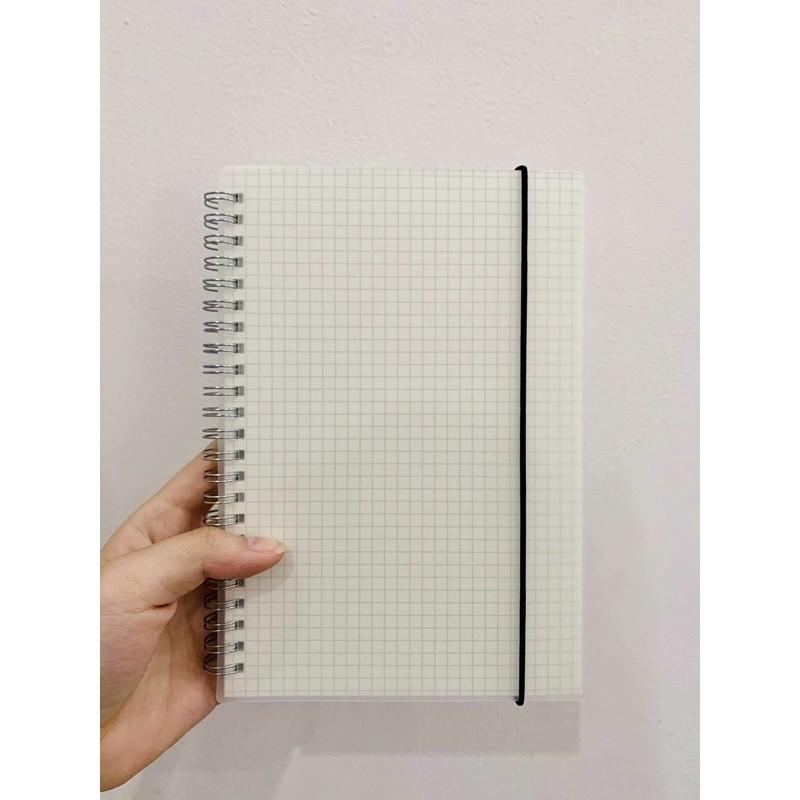 Sổ Gáy Lò Xo Giấy Chấm Bi Dot Notebook - Sổ Gáy Xoắn Bìa Nhựa Basic - Sổ Tay Bullet Journal - Sổ Grid Ô Vuông