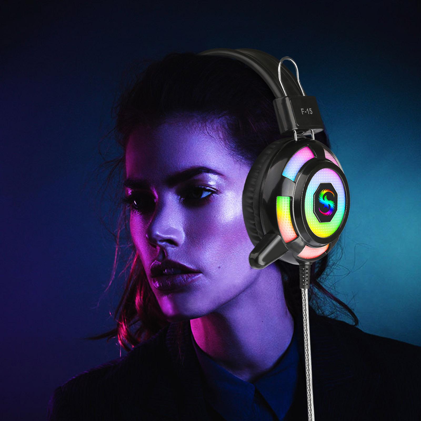 Tai nghe có dây KUBITE Tai nghe chơi game với ánh sáng RGB Điều khiển dây giao diện siêu rực rỡ với micrô
