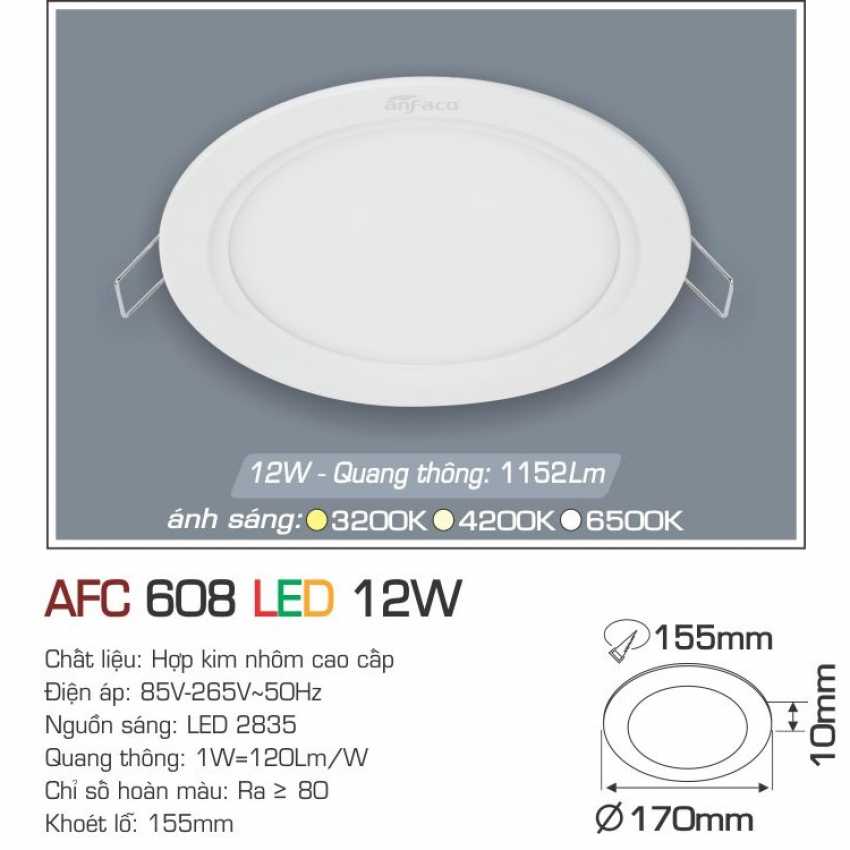 Đèn LED âm trần downlight Anfaco AFC 608 - Hàng chính hãng