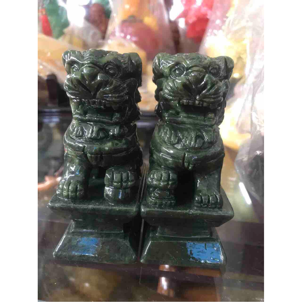 Cặp Kỳ Lân Xanh Nhỏ Đá Pakista Tự Nhiên Size 10cm Anh Chị trưng bàn làm việc nhà công ty tốt may mắn hợp mệnh Thủy Mộc Hỏa ạ