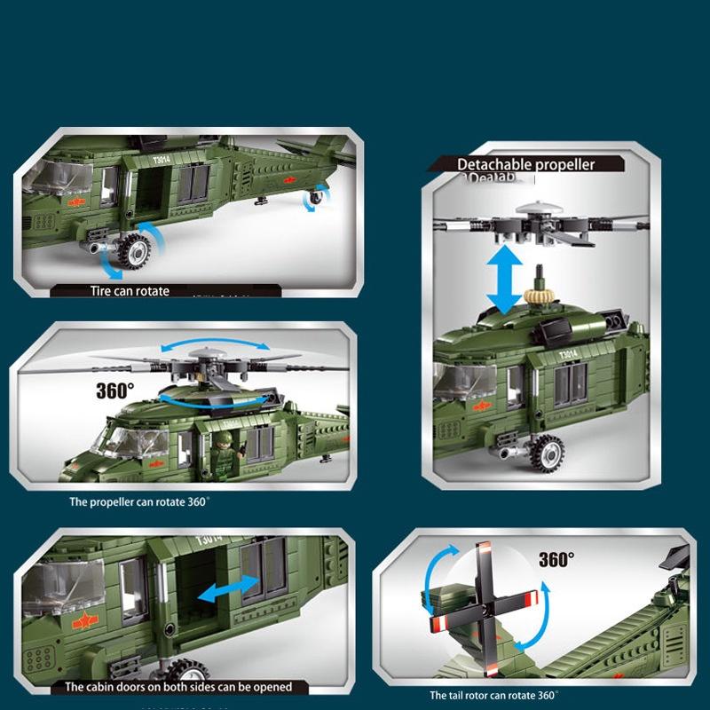 Đồ chơi Lắp ráp Máy bay quân sự Z-20, Gaomisi T3014 Attack Helicopter, Xếp hình thông minh, Mô hình máy bay