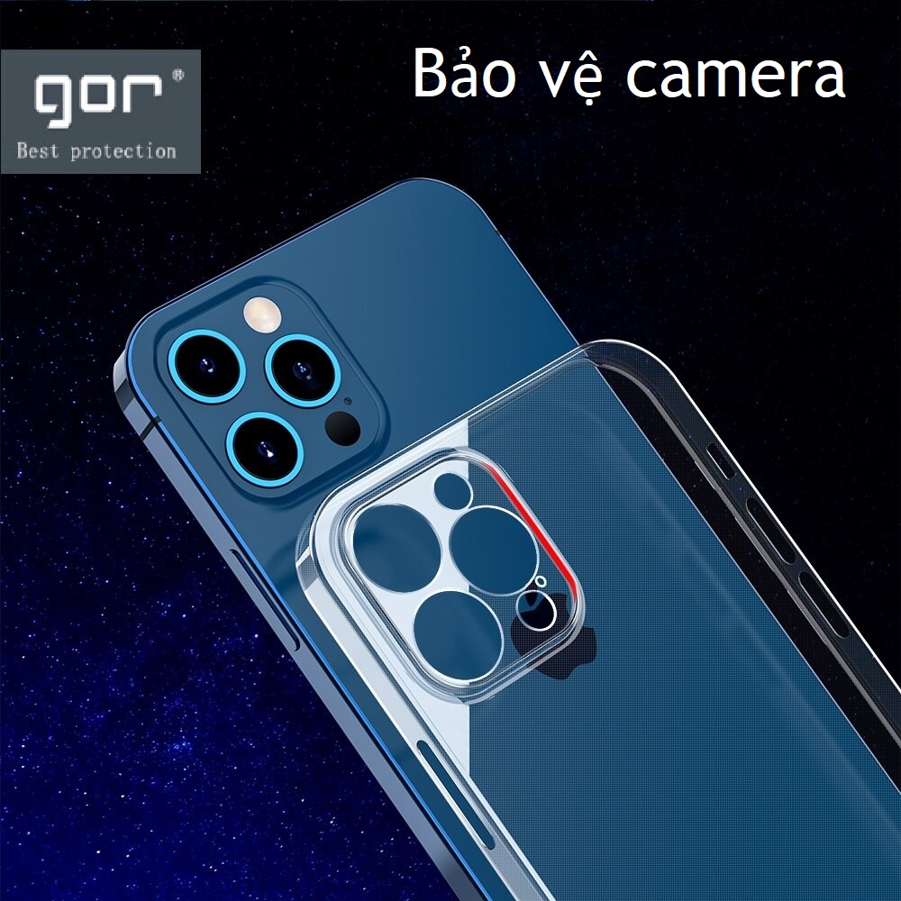 Ốp Lưng Dẻo Trong Suốt GOR cho IPHONE 13 Pro Max/ 13 Pro/ 13/ 13 Mini Có Gờ Bảo Vệ Camera, Hãng Gor - Hàng Nhập Khẩu