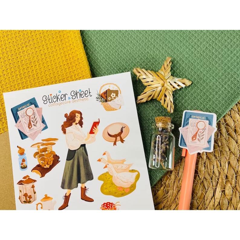 Sticker sheet cottagecore aesthetic- chuyên dán, trang trí sổ nhật kí, sổ tay | Bullet journal sticker