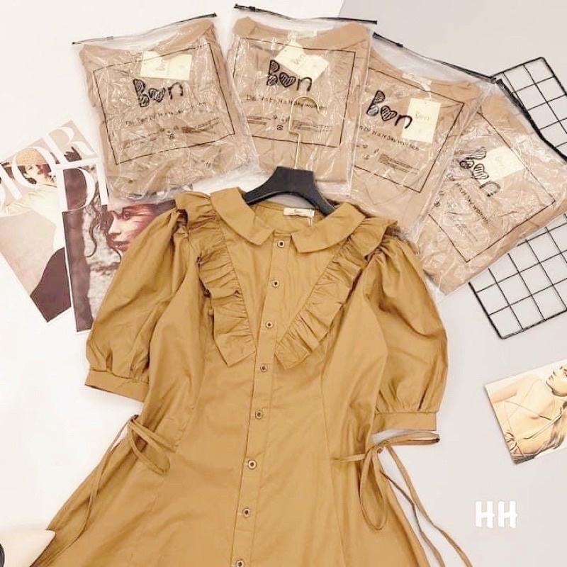 Đầm váy trắng phối bèo tay lỡ (kèm hình thật)