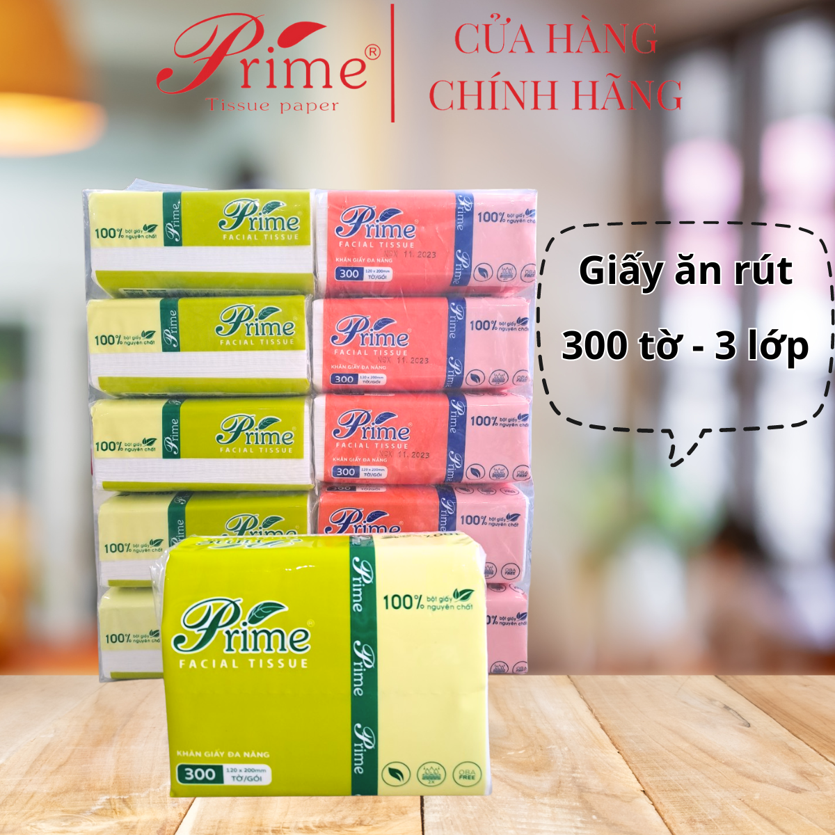 Giấy ăn PRIME 300 tờ 3 lớp giấy rút đa năng