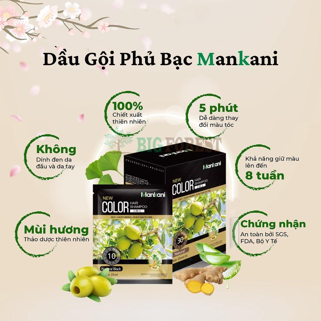 Gói Dầu Gội Nhuộm Tóc, Phủ Bạc Thảo Dược Mankani [Gói 25ml - Nâu Cà Phê]