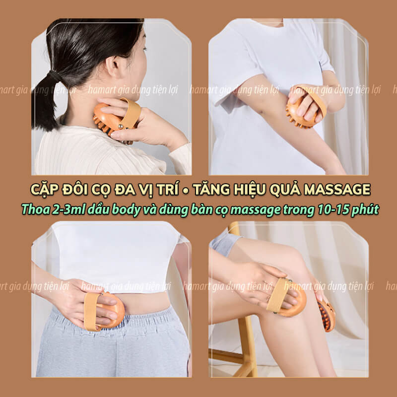 Bàn Chải Massage Thông Kinh Lạc Gỗ Sồi Matxa Body Cơ Thể Thon Gọn Bụng Cọ Thư Giãn Đầu Cổ Vai Gáy