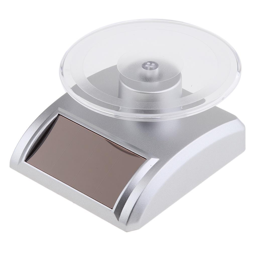 2PCS Mini Solar Powered Turntable Rotating Display Stand Jewelry Cell Phone