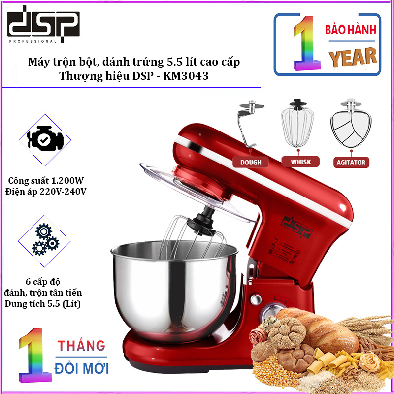 Máy trộn bột, đánh trứng 5.5 lít DSP mã KM3043 -hàng chính hãng